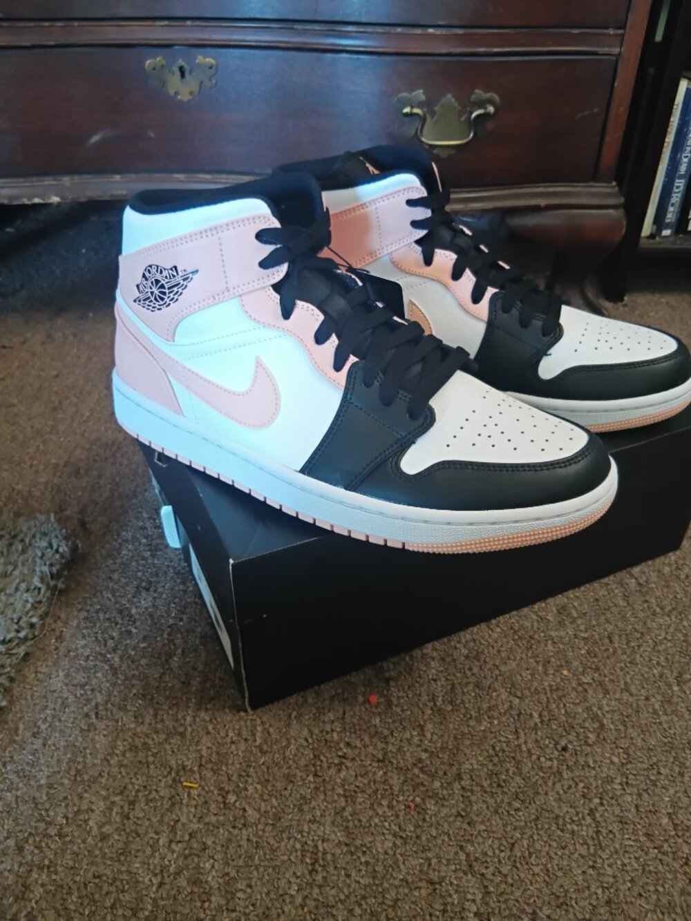 Jordan 1 mid arctic orange and black shoes for sale